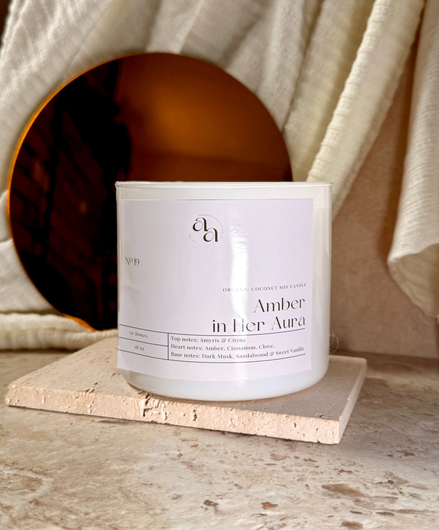 Hand Poured Coconut Soy Wooden Wick Candle- Amber in her Aura