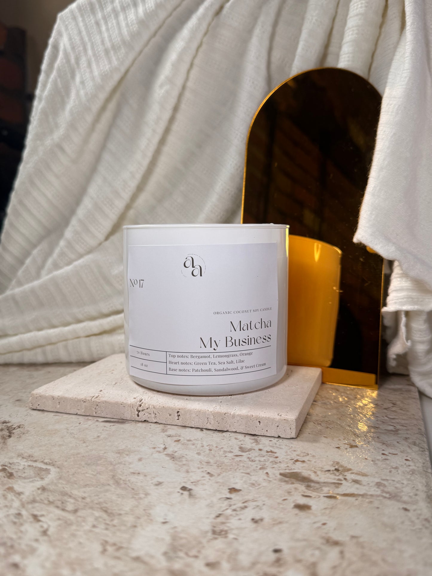 Hand Poured Coconut Soy Wooden Wick Candle-Matcha My Business