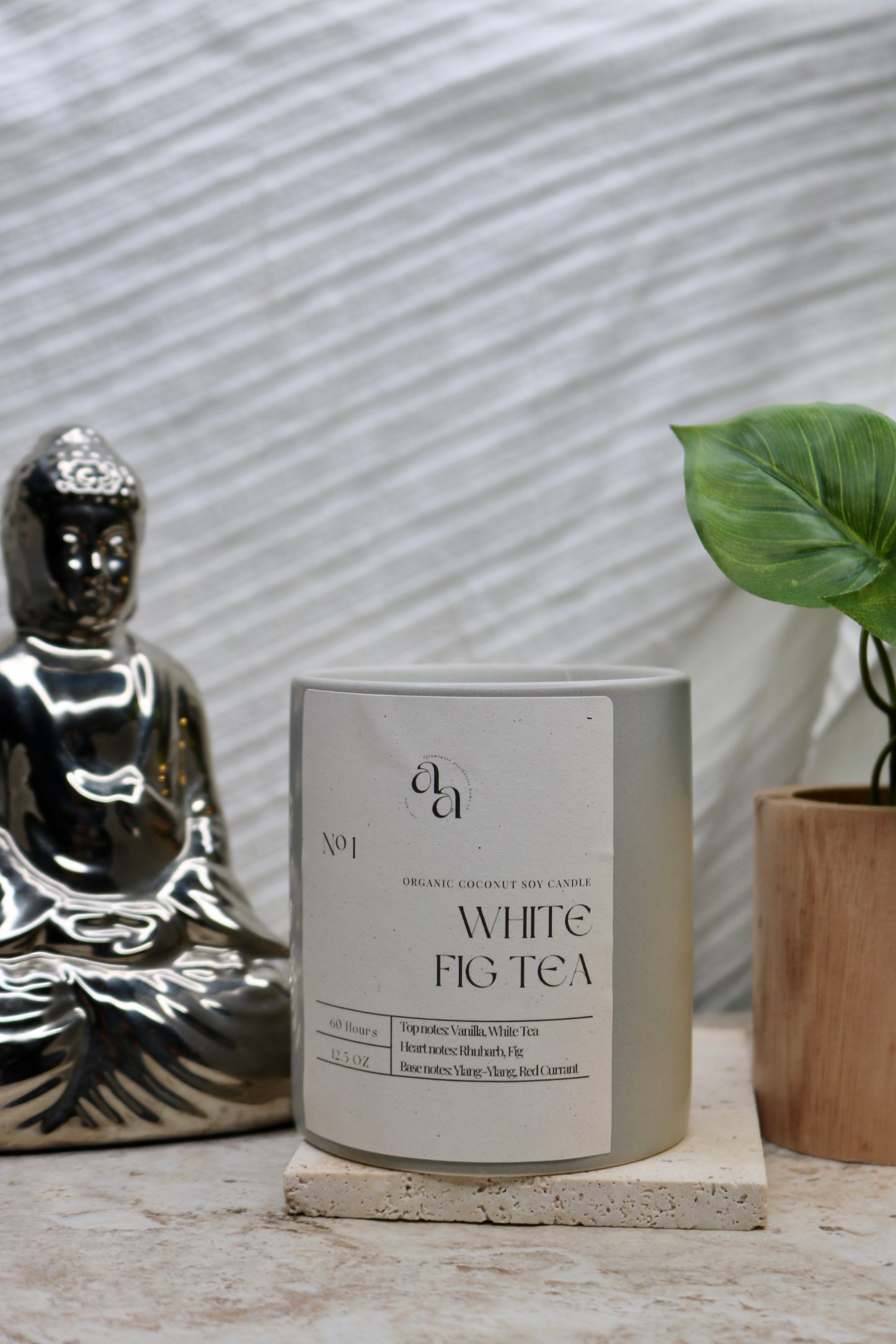 Hand Poured Coconut Soy Wooden Wick Candles- White Fig Tea