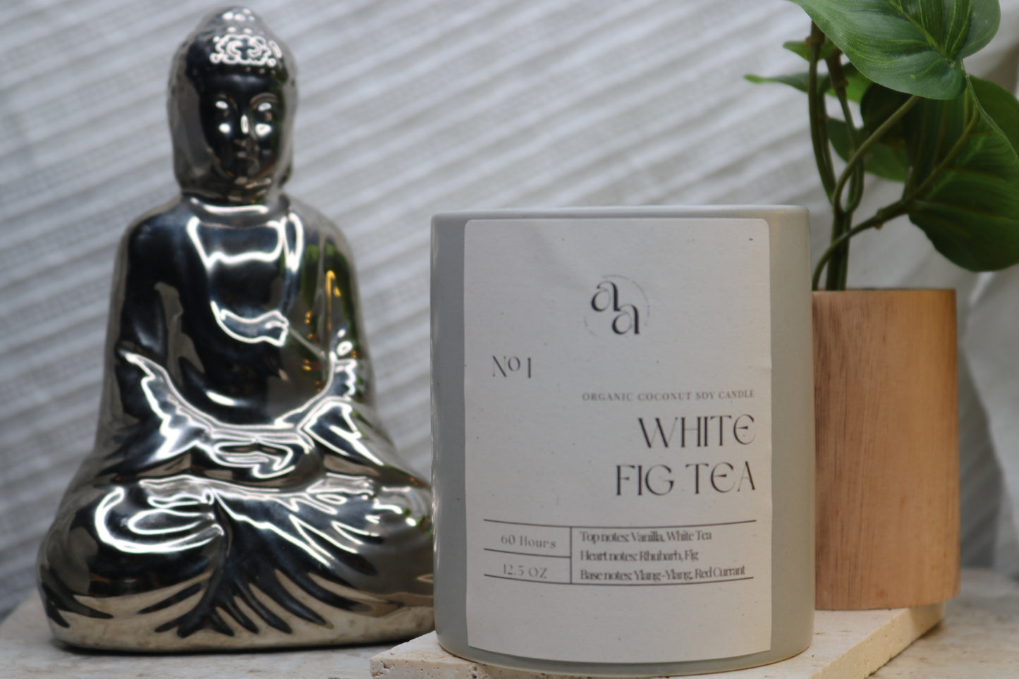 Hand Poured Coconut Soy Wooden Wick Candles- White Fig Tea