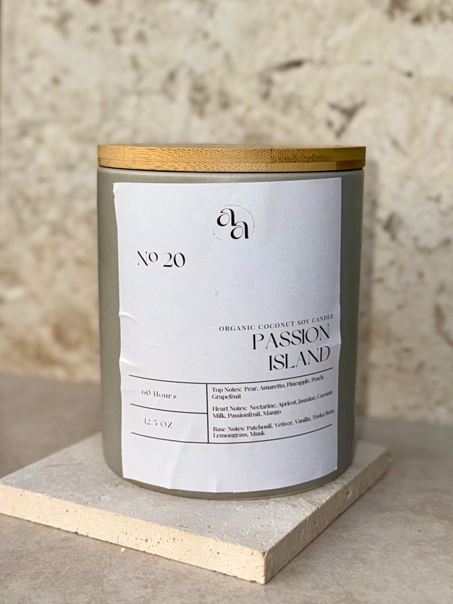 Hand Poured Coconut Soy Wooden Wick Candles- Passion Island