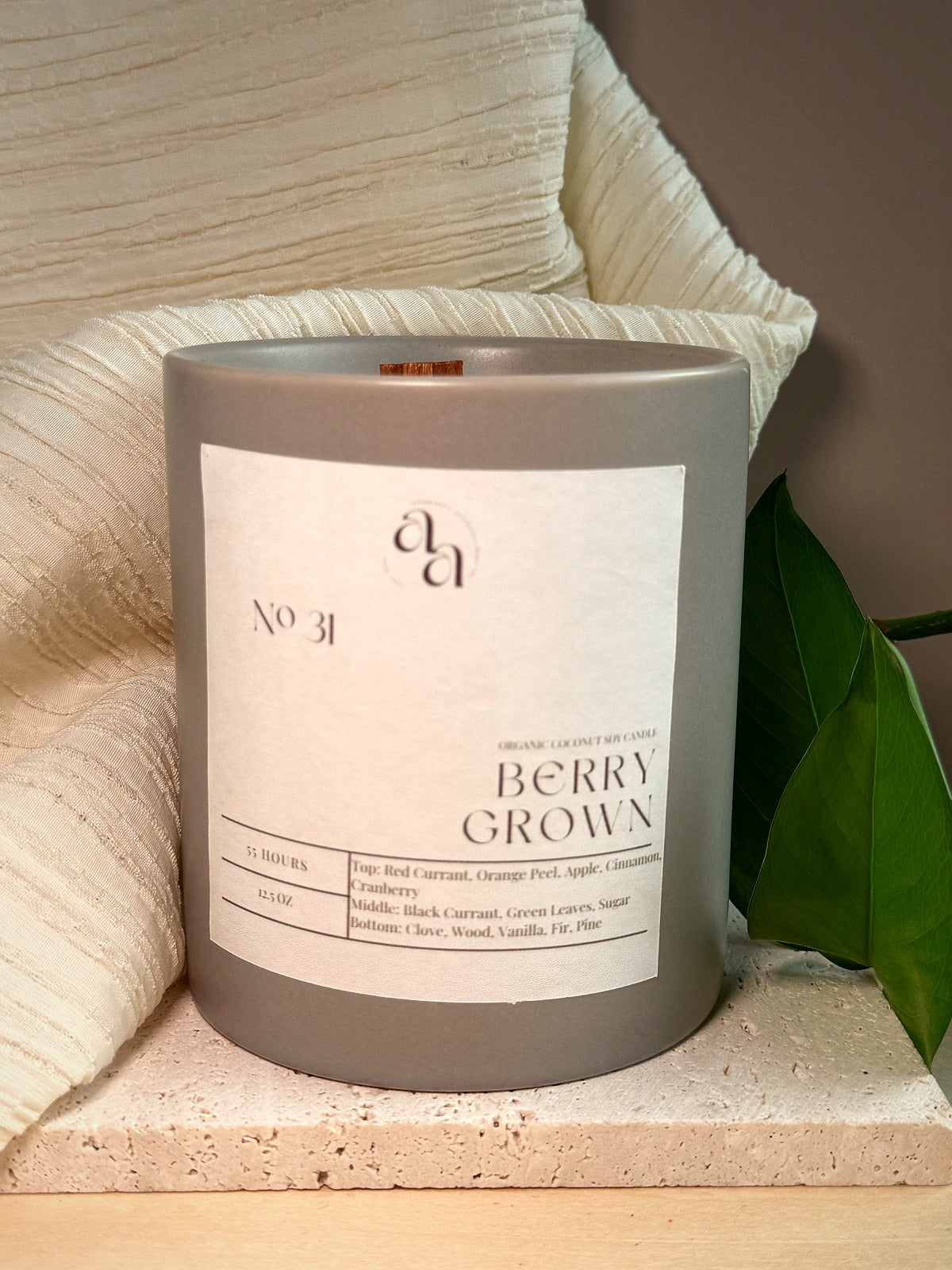 Hand-Poured Coconut Soy Wooden Wick Candle — Berry Grown