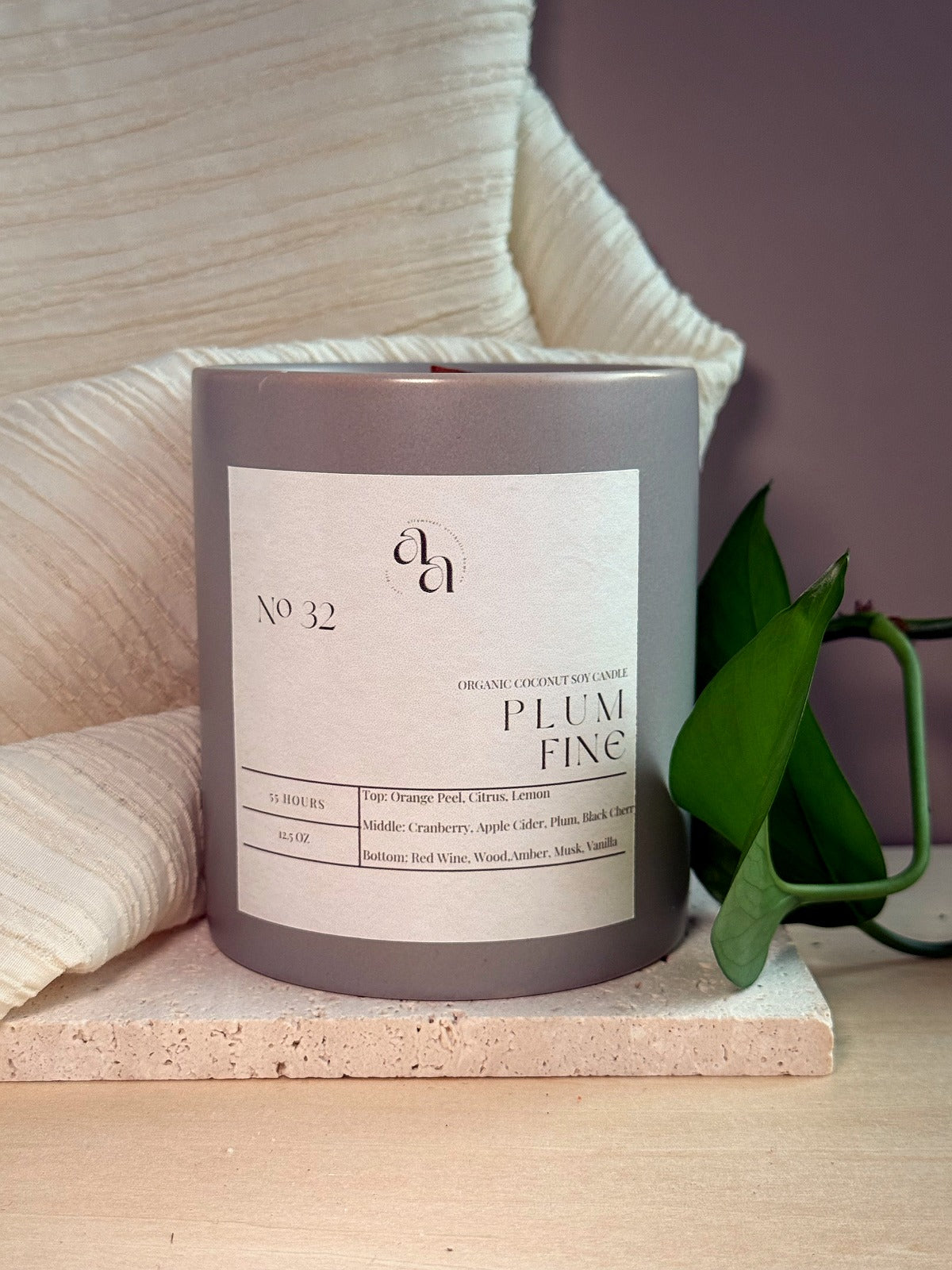 Hand-Poured Coconut Soy Wooden Wick Candle — Plum Fine