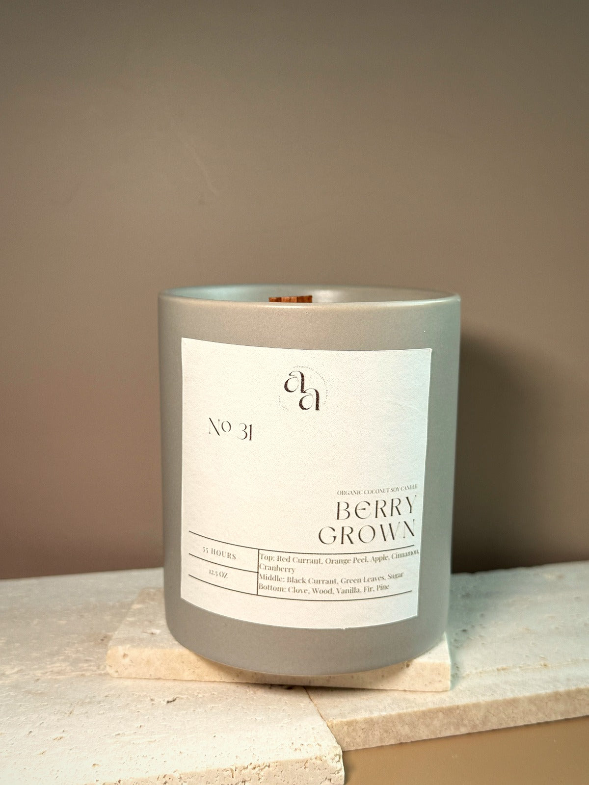 Hand-Poured Coconut Soy Wooden Wick Candle — Berry Grown