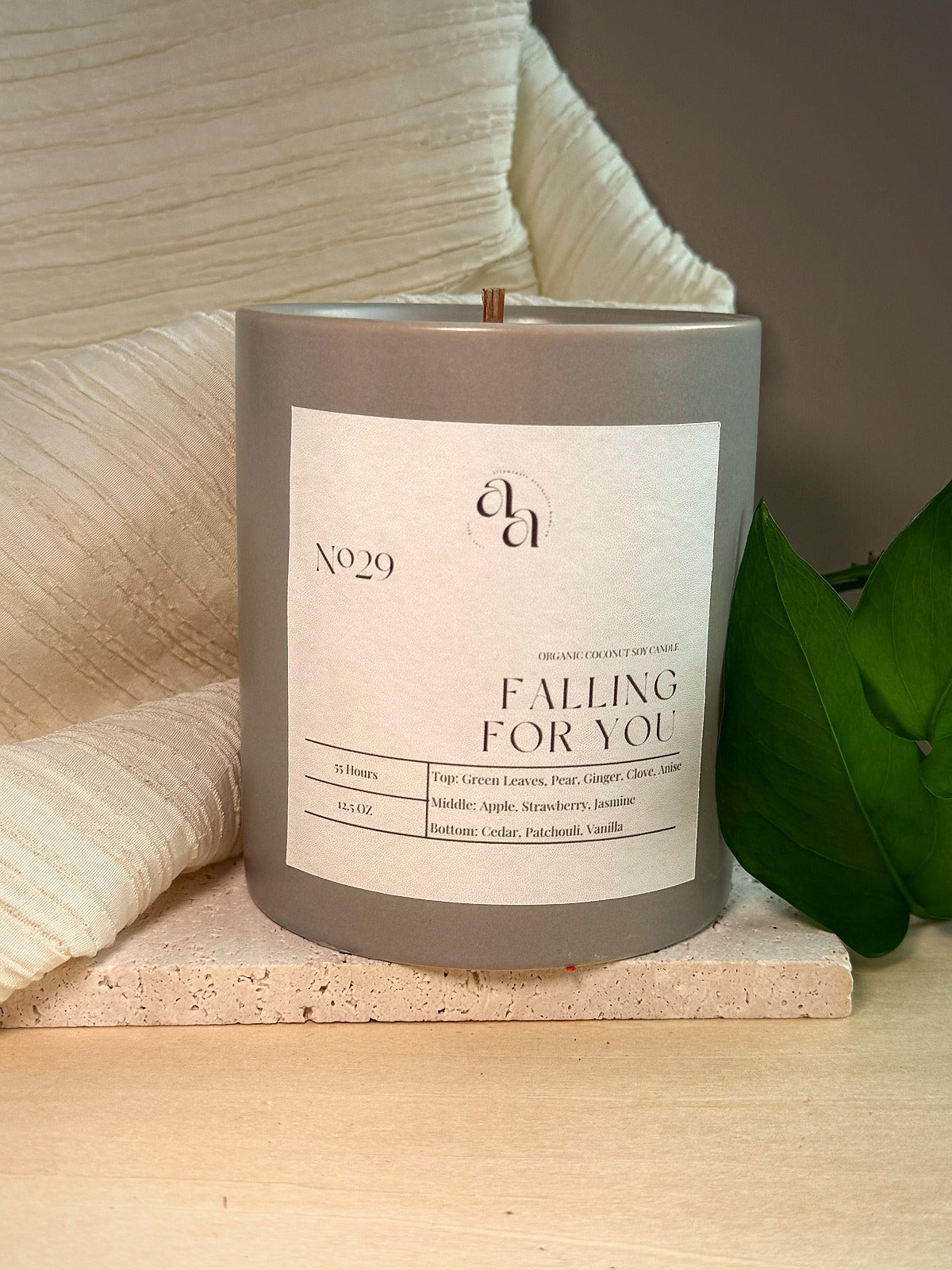 Hand-Poured Coconut Soy Wooden Wick Candle — Falling For You