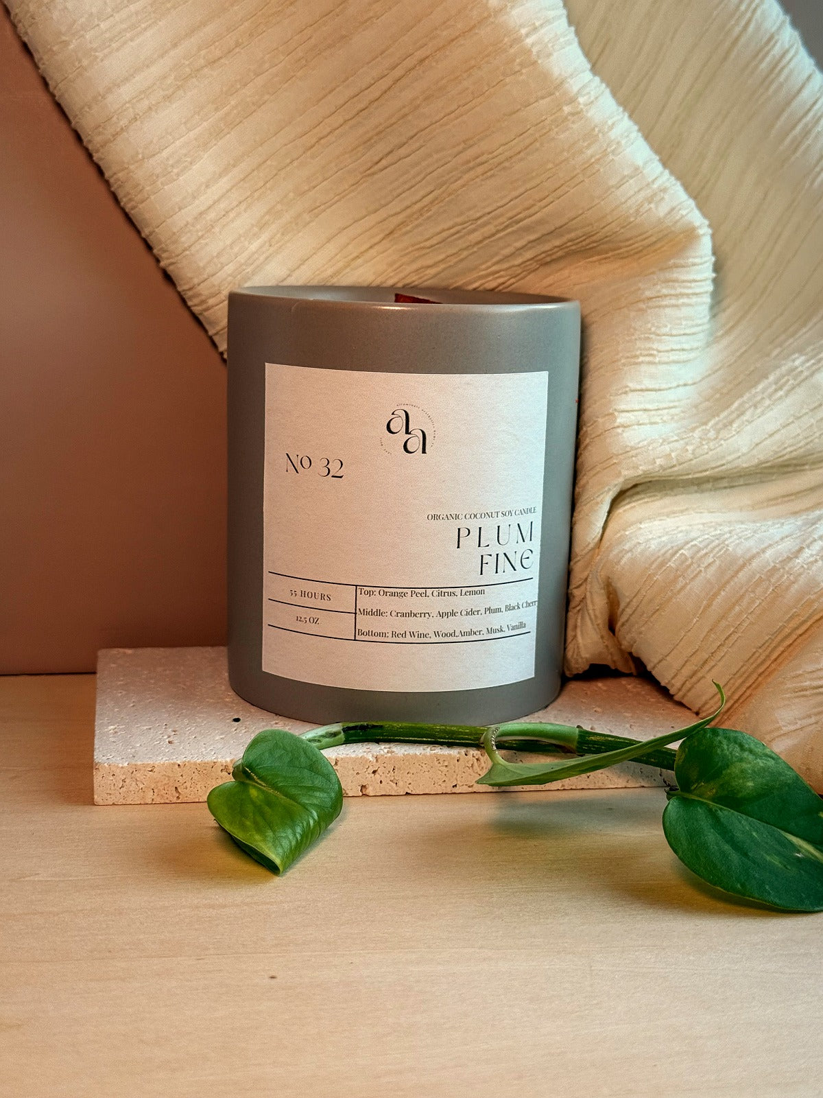 Hand-Poured Coconut Soy Wooden Wick Candle — Plum Fine