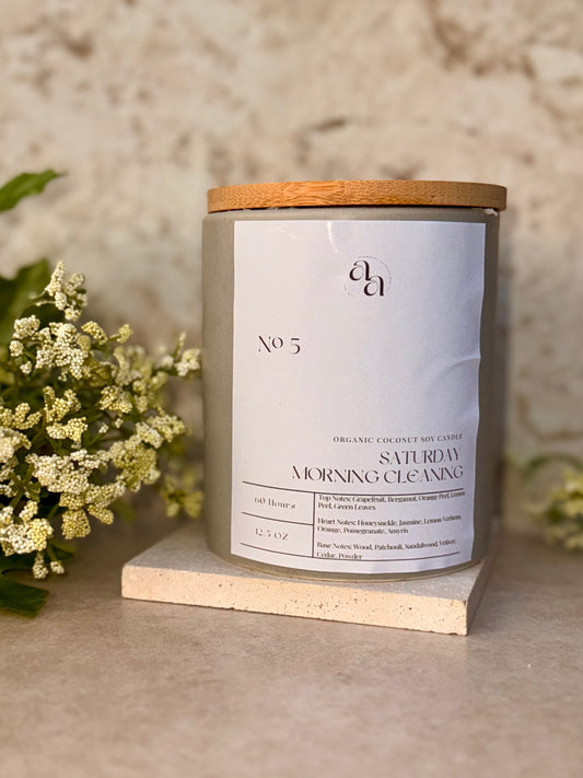 Hand Poured Coconut Soy Wooden Wick Candles- Saturday Morning Cleaning