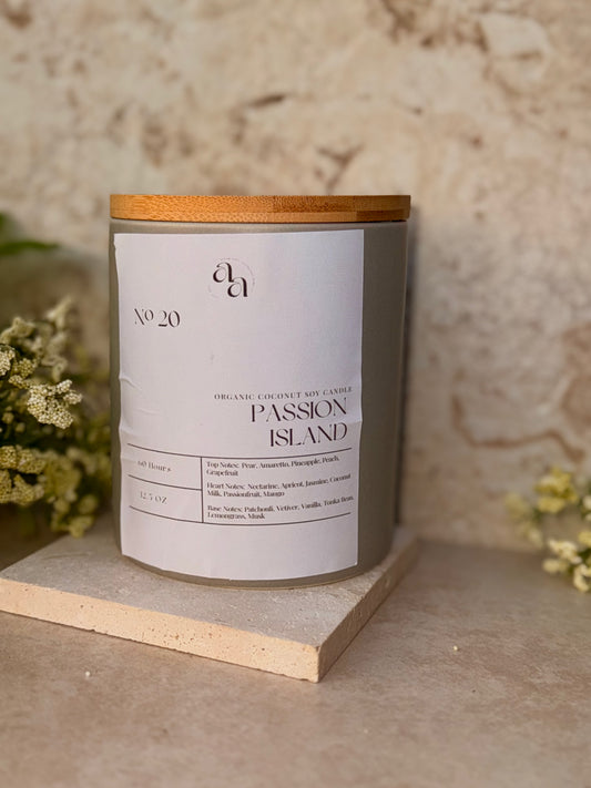 Hand Poured Coconut Soy Wooden Wick Candles- Passion Island