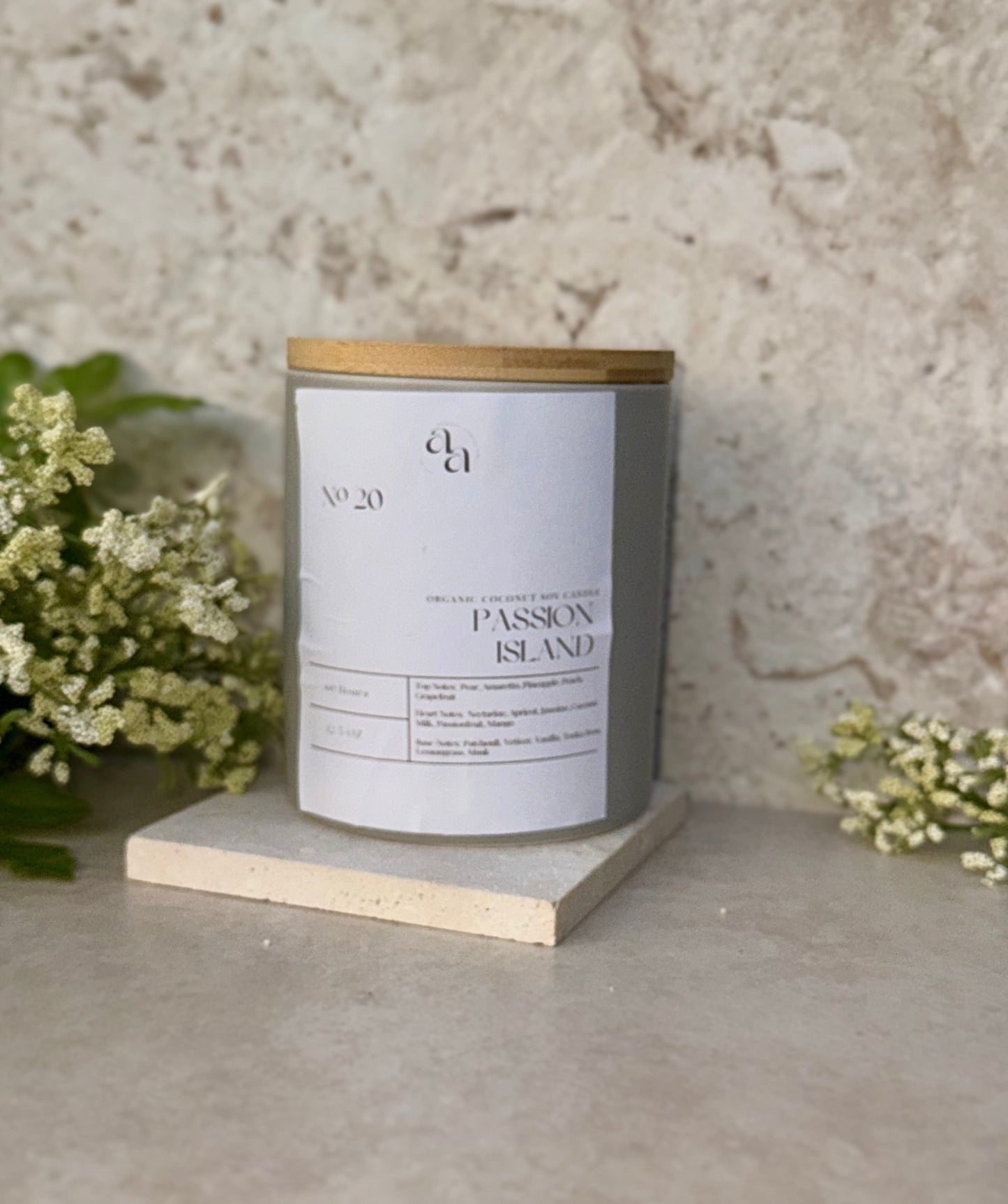 Hand Poured Coconut Soy Wooden Wick Candles- Passion Island