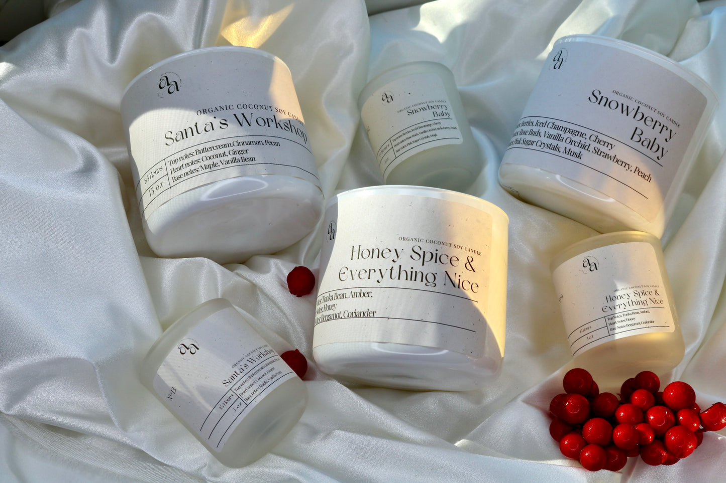 Hand Poured Coconut Soy Wooden Wick Candles- Snowberry Baby