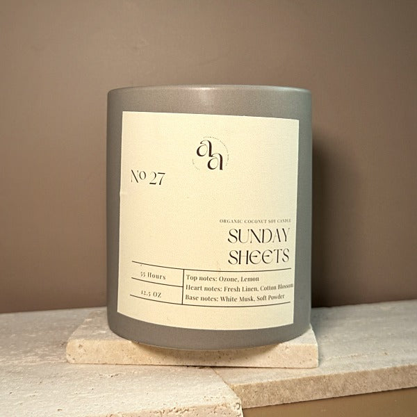 Hand-Poured Coconut Soy Wooden Wick Candle —Sunday Sheets
