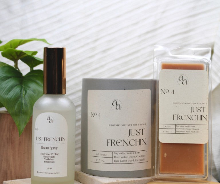 Just Frenchin room spray, candle and wax melt from Alluminate Aesthetics